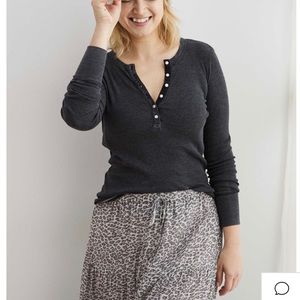 Aerie ribbed Henley long sleeve t-shirt